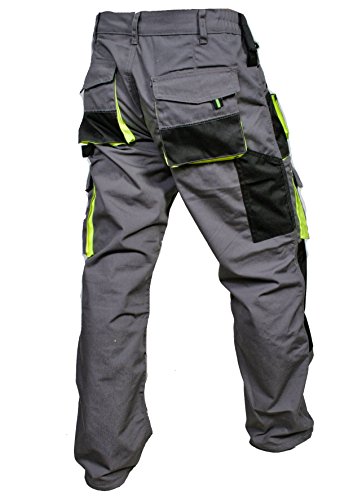 Juicy Trendz Work Pants For Men Construction Cordura Reinforced Knee Pad Pockets Heavy Duty Utility Safety Work Trouser Grey #TOP4