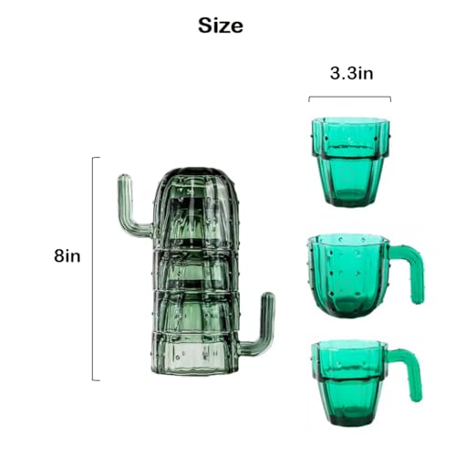 Set de 4 vasos cactus verde 8 pulgadas artesanal miniatura 3