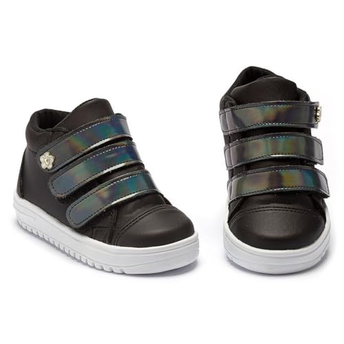 Tênis Feminino Infantil Tininha Escolar Cano Alto Calce Fácil (Preto, BR, Criança de 1 a 3 anos, Num