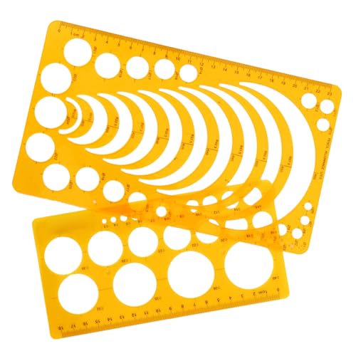 NUOBESTY 2個 透明プラスチック製幾何学図形描画テンプレート 定規 入り 精密スケール付き デザイナー エンジニア 学生向け 製図補助ツール