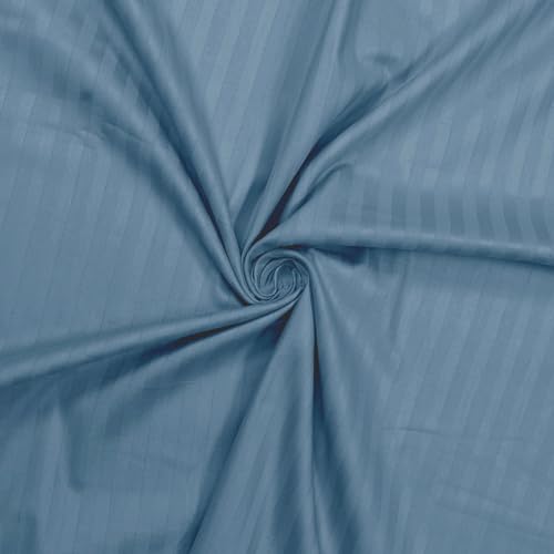 Image of Divine Casa Cotton 210 TC King Size Bedsheet Italian Stripe | Soft Comfortable Breathable Bed Sheet with 2 Pillow Covers | Premium Stripe Design Bedding Set | 275 x 275 cm (Jean Blue, Striped)
