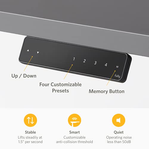 Image of Fully Jarvis Standing Desk 48 inch x 27 inch Stone Laminate Top - Electric Adjustable Desk Height from 23 inch to 43 inch with Memory Preset Controller (Rectangle, Silver Frame)