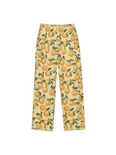 ZZKKO Orange and Leaves Boys Pants for Kids Jogger Pants with Pockets S