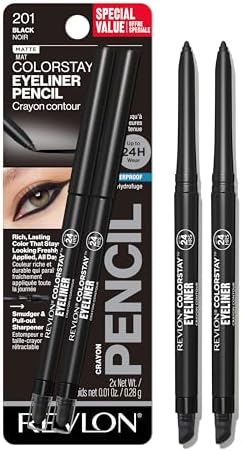 Amazon.com : Revlon ColorStay Pencil Waterproof Eyeliner, Smudge-Proof, Eye Makeup with Built-In Sharpener, 201 Black, 2 pack