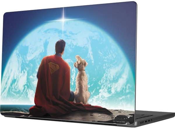 Skinit Decal Laptop Skin Compatible with MacBook Pro 14in (2021-24) - Officially Licensed Superman 2025 Superman & Krypto Watch The Earth Design