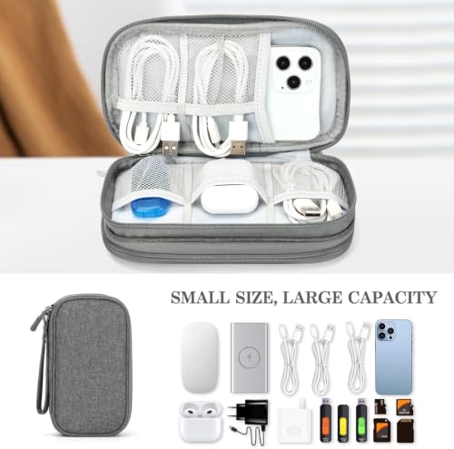 Image of Portable Storage Organizer for USB Cable, Earphone, Power Bank,Charger, Hard Disk & Digital Gadgets, with Mesh Pockets Size Inside's Material and Color May Vary JDGP-5 (Dark Grey)