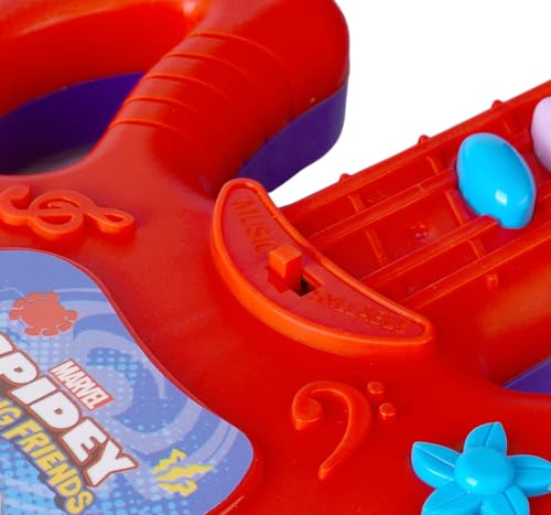 Image of Spiderman Musical Guitar for Toddlers - Junior Rockstar Sing-Along Karaoke Toy with Built-in Music & Lights, Educational Electronic Play Instrument| Birthday Gift for Kids 3+ Years, Blue