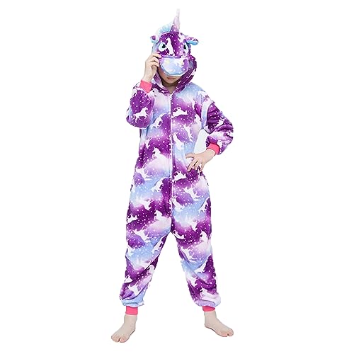 WDRHC Ensemble de Pyjama Licorne Grenouillère Animaux Romper Pajamas Kigurumi Onesie Cosplay Animal Combinaison Costume Vêtement de Nuit en Flanelles Soirée Noël Déguisement Le Cheval Violet