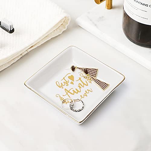 FORAGIFT Aunt Gifts Trinket Dish - Best Auntie Ever, Birthday Gifts for Auntie from Nephew or Niece