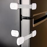 2-Pack Child Proof Fridge Lock with Adhesive - Adjustable Baby Proofing Straps - Refrigerator Lock for Kids - Freezer Latch to Keep Door Closed - for Toddlers, Cats, & Dogs - Universal Compatibility