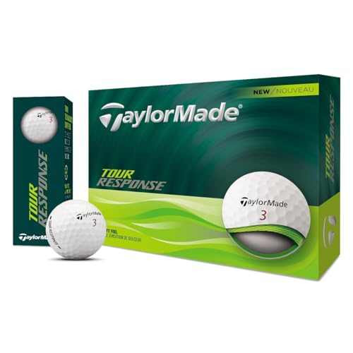 Image of TaylorMade Tour Response Golf Balls, Enhanced 360 ClearPath Alignment, Speed Wrapped Core for Distance and Feel, Pack of 12