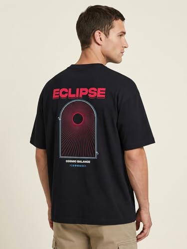Image of Nobero Men's Oversized Graphic T-Shirt for Men | Soft Cotton | Drop Shoulder Relaxed Fit | Printed Casual Tshirt for Men