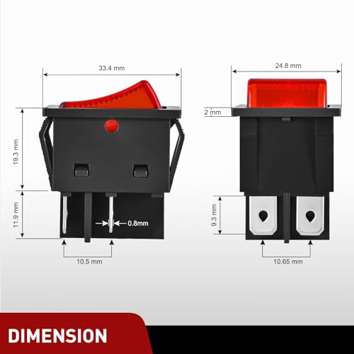 Image of Nilight 12V 24V Rocker Switches Red LED Lighted 5PCS | 4 Pin 2 Position ON Off Toggle Switch KCD4 DPST for Car Automotive Truck Boat Marine Off-Road Vehicle