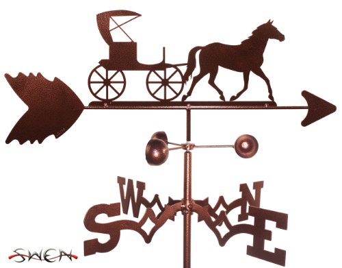 SWEN Products Hand Made Amish Horse and Buggy Carriage Side Mount Weathervane