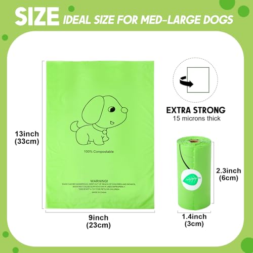 Image of Fullhawl 360 Count 100% Certified Home Compostable Dog Poop Bags ASTM D6400&EN 13432 Compliant Biodegradable Jasmine Scented Poop Bags for Dog Strong Leak Proof Landfill Friendly (24 Rolls)