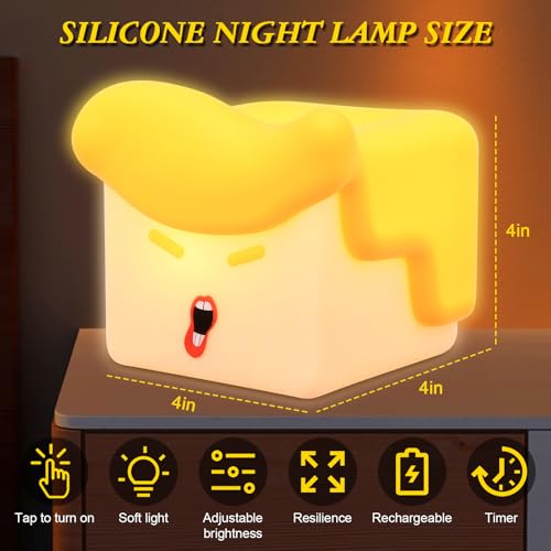 FortiTrust LED Squish Night Light, Rechargeable Bedside Touch Lamp, 3 Levels Dimmable/Timer Night Light Cute Silicone lamp, Portable Cartoon Charging lamp, Room College Dorm Décor by FortiTrust - Image 2