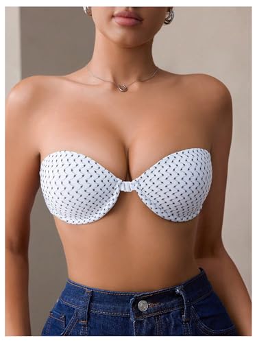 Image of RoseSeek Women's Strapless Underwire Push Up Front Closure Bra | Front Closure, Bandeau Bra, Tube Tops