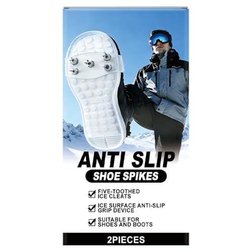 Crampones para botas para nieve y hielo, 2 piezas universales antideslizantes portátiles de 5 puntales, Crampones para tracción en la nieve y agarre para botas – Adecuados para senderismo, escalada en