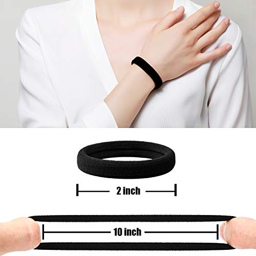 Image of IVARYSS 50 Pcs Hair Ties for Women, Black Large Thick no Pull Ponytail Holder, Cotton Seamless no Crease Elastic Fabric Hair Bands