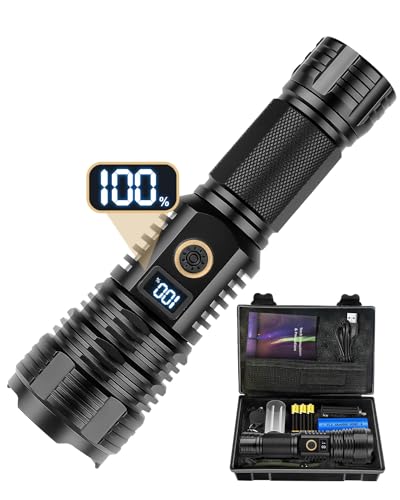 41PXuF+dXwL Andizun Torches LED Super Bright Rechargeable, Flashlight 100000 Lumens XHP90 Torches Battery Powered, Powerful Tactical Flash Light Torch, USB Hand Torch for Dog Walking Camping Emergency Gift