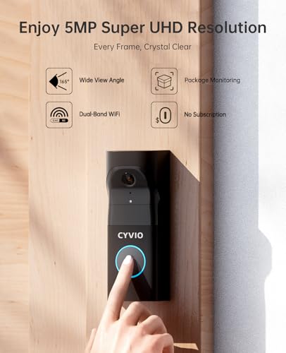 Doorbell Camera Wireless, 5MP Video Doorbell with Base Station, Head to Toe Wide Video View, Battery/Wired Option, Packa - Additional View