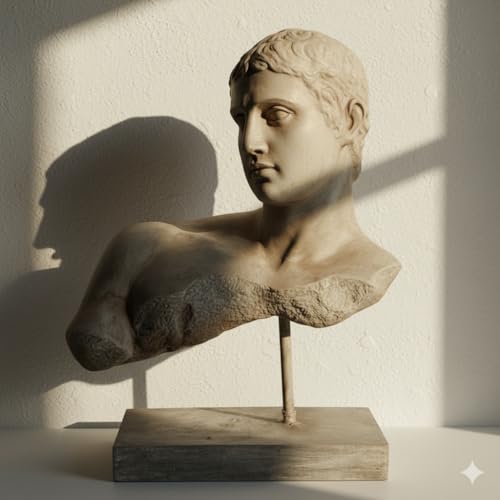 Miniatura 6 de Rocking Gifts Figura Decorativa Busto Griego Romano Escultura Clásica Antigua De Resina Con Efecto Piedra - Estatua De Dioses De La Mitología Para Decoración Del Hogar, Salón O Dormitorio - 28 Cm
