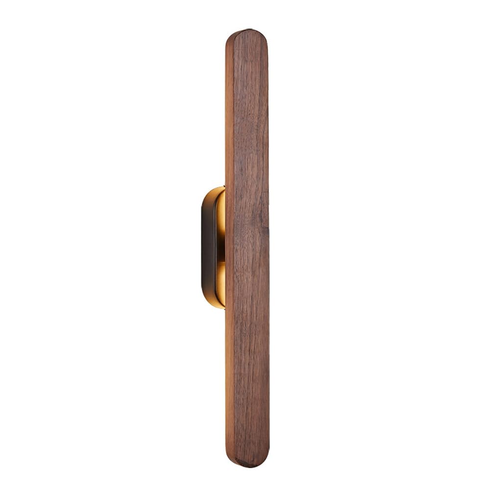 Applique da Parete Moderna a LED in Legno di Noce Nero, Lunga Striscia, Lampada da Parete per Interni, 3000K-6000K, con Base in Ottone, Angolo Regolabile a 180°, Decorazione da Parete Vintage per