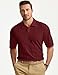 JMIERR Men's Shirts Textured Polo Shirt Lightweight Short Sleeve Casual Fashion Vintage T Shirts Button Down Knit Golf Clothes, L, Red