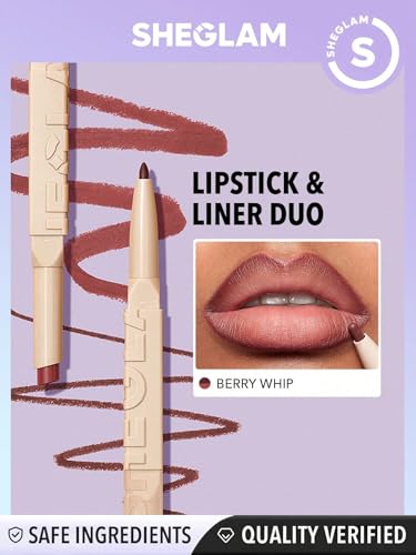 Image of SHEGLAM 2 In 1 Matte Lip Liner and Long Lasting Lipstick Set Makeup-Berry Whip