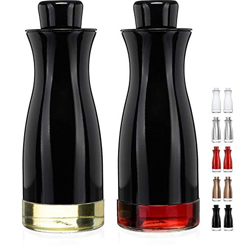 CHEFVANTAGE Olive Oil and Vinegar Cruet Dispenser Set with Elegant Glass Bottle and Drip Free Design - Bronze