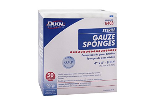 Dukal 6408 Gasas, 8 capas, estériles, 4" x 4", blanco (paquete de 1200) miniatura 3