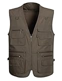 Lentta Men's Fishing Vest Summer Outdoor Work Safari Photo Cargo Vest 14 Pockets(Poplin Grey-M)
