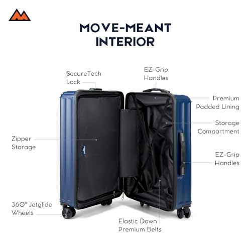 Image of Move-Meant Large ROAMIFY Check-in Suitcase 75 Cm 8 Wheels Number Lock Poly Carbonat Navy Blue Trolley Bag for Men & Women | 360 Degree Wheeling System Luggage | Trolley Bags for Travel
