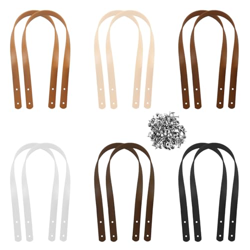 Ovtai 12 Piezas Asas de Bolsos, Asas de Cuero para Bolsos, Asas para Bolsos, Asas para Bolsos Crochet, Asa O Bag 60 cm con 48 Clavos para Bolso de Mano, Monedero, Correa de Bolso Bandoulière