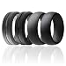 ROQ Silicone Wedding Ring for Men, Set of 4 Elegant, Affordable Silicone Rubber Wedding Bands, Brushed Top Beveled Edges -Black, Grey - Size 10