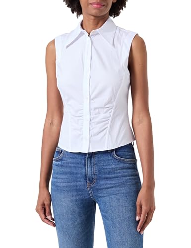 Pinko Damen Clio Popeline Stretch Hemd Bluse, Z04_weiß Brill, 38 cm