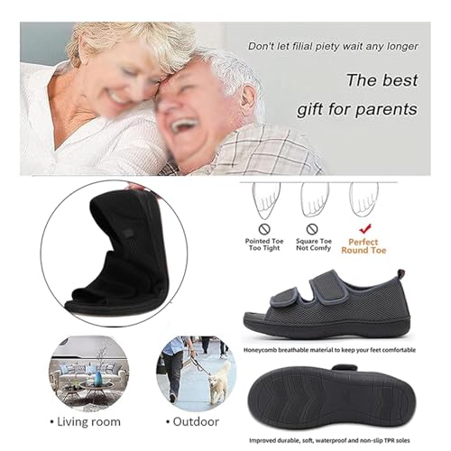 Men's Open Toe Diabetic Sandals, Men Summer Mesh Breathable Adjustable Orthopedic Diabetic Sandals, Lightweight Anti-Slip Indoor Outdoor Sole Edema Shoes, for Foot Heel Pain, Pain Relief4