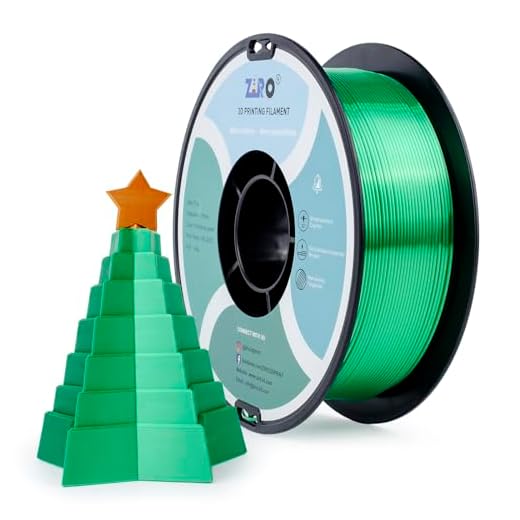 ZIRO 3D Printer Filament, Silky PLA Filament 1.75mm, Shining Silk 3D Printing Material, Fit Most Printers, Metal Glossy 1KG/2.2lb Spool, Christmas Green