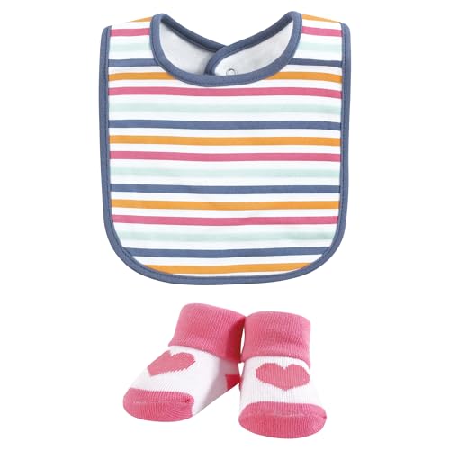 Image of Hudson Baby Infant Girl Cotton Bib and Sock Set, Love Family, One Size