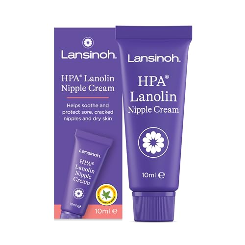 Lansinoh HPA Lanolin Nipple Cream for sore nipple & cracked skin, 100% natural single ingredient, breastfeeding essential, tasteless, odourless, hospital bag, moisturising, 10ml