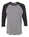 Next Level Apparel 6051 Unisex Tri-Blend 3 By 4 Sleeve Raglan - Vintage Black & Premium Heather44; Small