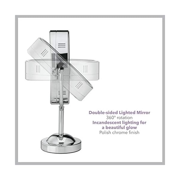 Conair Lighted Makeup Mirror, LED Vanity Mirror, 1X/7X Magnifying Mirror, Double Sided, Corded in Polished Chrome