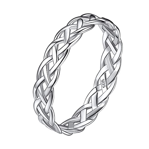 Suplight Anillo Trenzado Cleta Nudo Anillo de Boda Mujer Anillos Boda Alianzas Parejas Anillo Plata de Ley 925 Mujer Talla 12