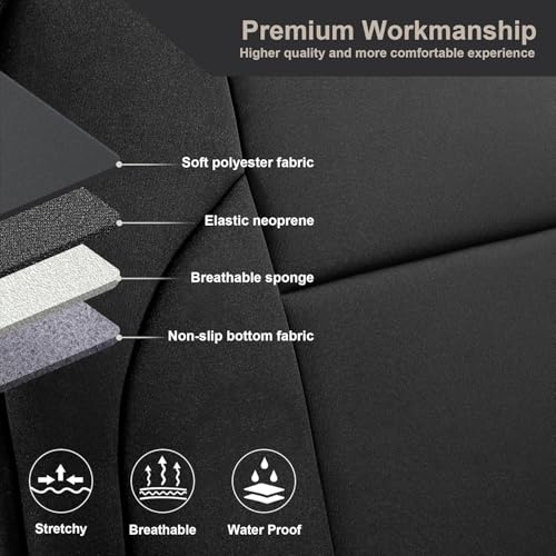 Image of GIANT PANDA Neoprene Car Seat Covers for F-150(2015-2026) /F-150 Lightning (2022-2026) /F-250 F-350 Super Duty (2017-2026) Crew Cab, UV & Water Resistant,Foam Padded,Full Set Seat Covers(Black)