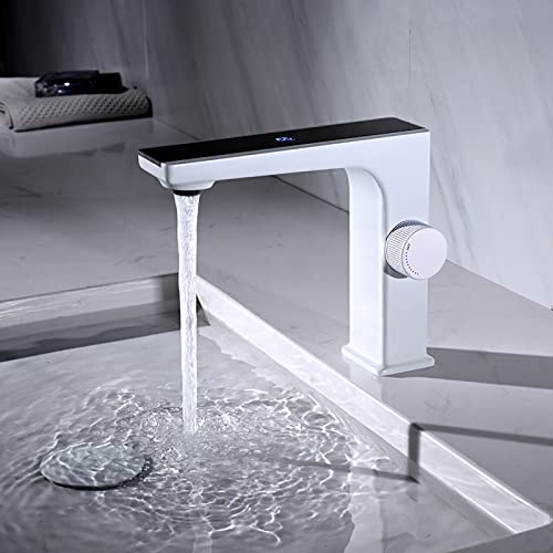 Robinet de lavabo digital LED blanc en laiton monotrou