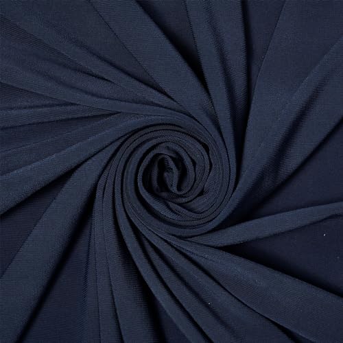ITY Fabric Polyester Knit Jersey 2 Way Spandex Stretch 58" Wide by The Yard (10 Yard, Navy)