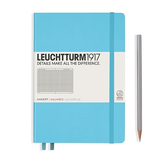Image of LEUCHTTURM1917 - Notebook Hardcover Medium A5-251 Numbered Pages for Writing and Journaling (Ice Blue, Squared)