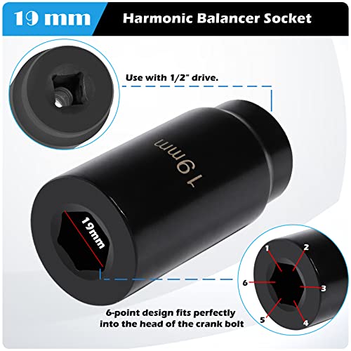 19 Mm Harmonic Balancer Socket & 50Mm Crankshaft Crank Pulley Wrench Holder For Honda And Acura Engines #TOP6