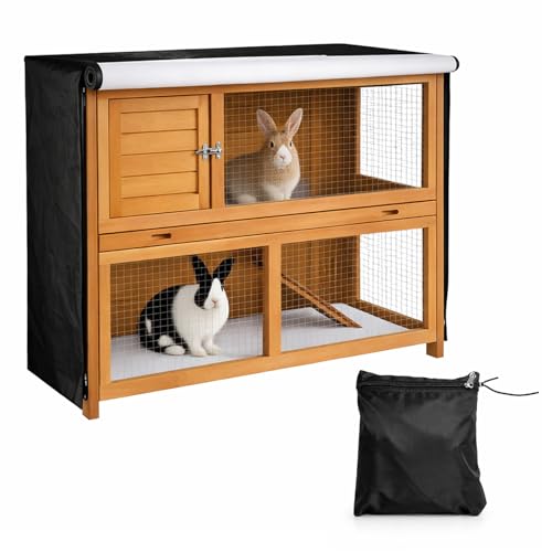 Housse imperméable pour cage à lapin, protection hivernale avec isolation, protection contre le vent et la pluie, protection hivernale pour clapier à lapin, pour...