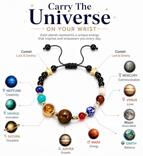 Image of Navgrah 9 Planet Bead Rakhi for Brother, Solar System Bracelet, Handcrafted, with Roli Chawal, Raksha Bandhan Gift Set